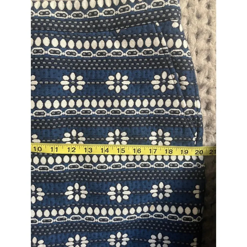J.Crew skirt jacquard floral blue and black size 10